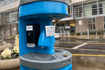 blue handwash station